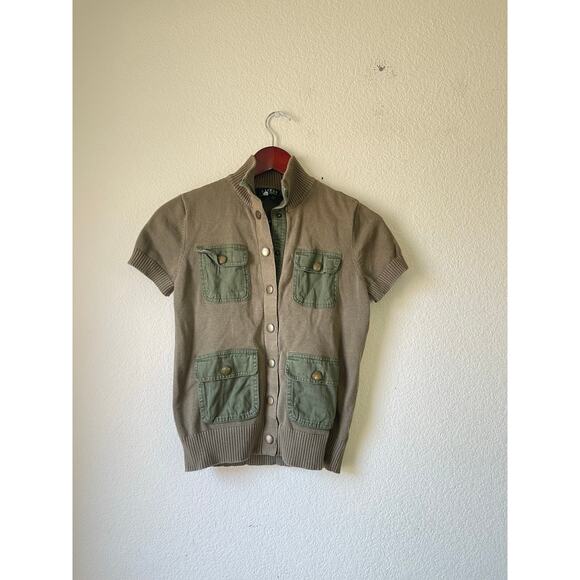 Vintage y2k Ralph‎ Lauren army green military shirt sleeve button up cardigan - Picture 1 of 7